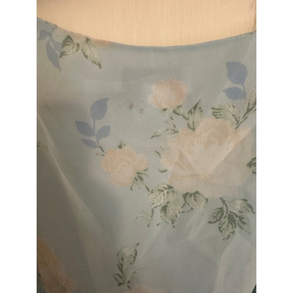 LoveShackFancy Target Blue Floral Puff Sleeve Chiffon Midi Dress Size 0 - Picture 4 of 5